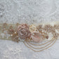 Eva Wedding dress sash belt - floral with lace - Blush pink and rose gold