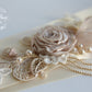 Eva Wedding dress sash belt - floral with lace - Blush pink and rose gold