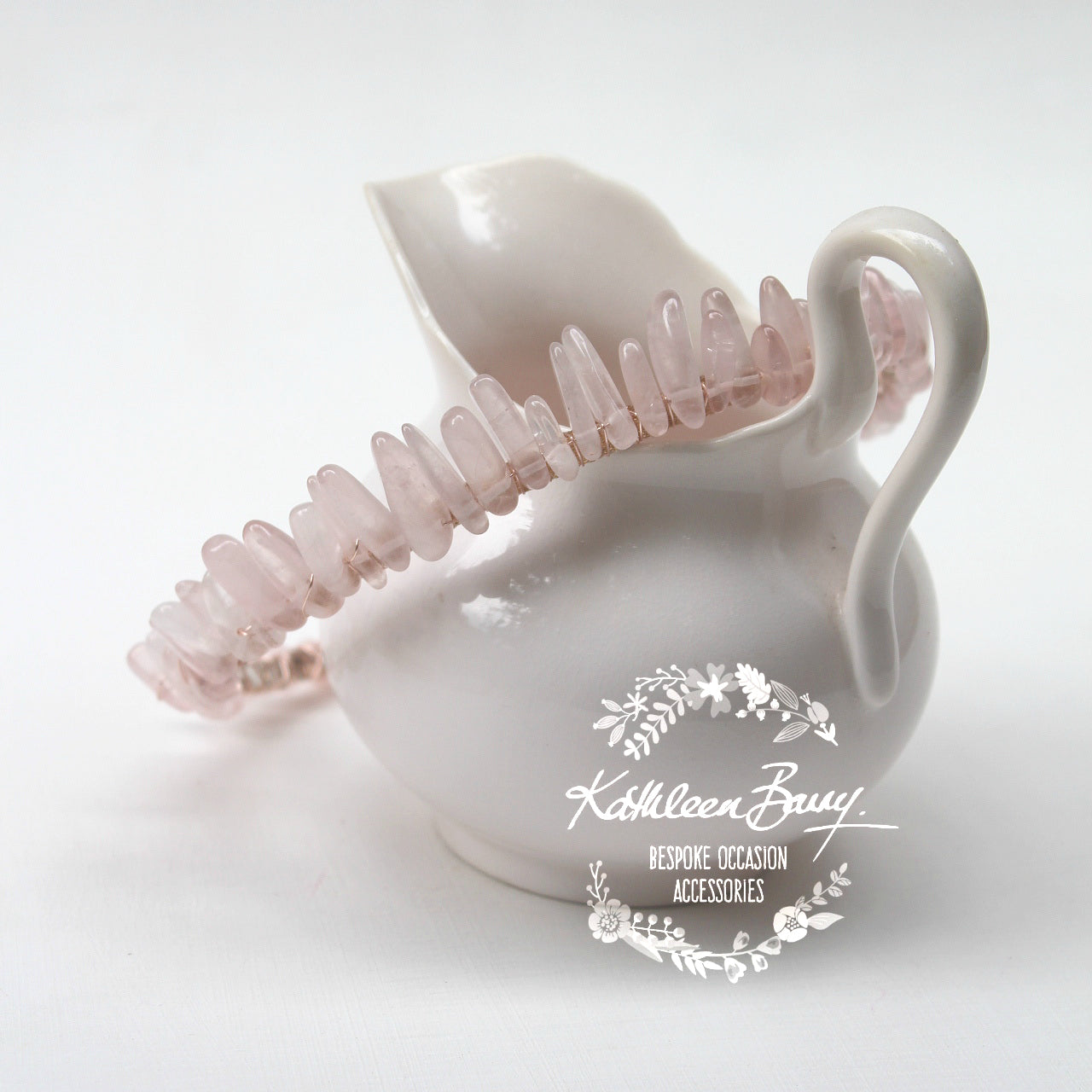 Rose quartz gemstone crown - rose gold