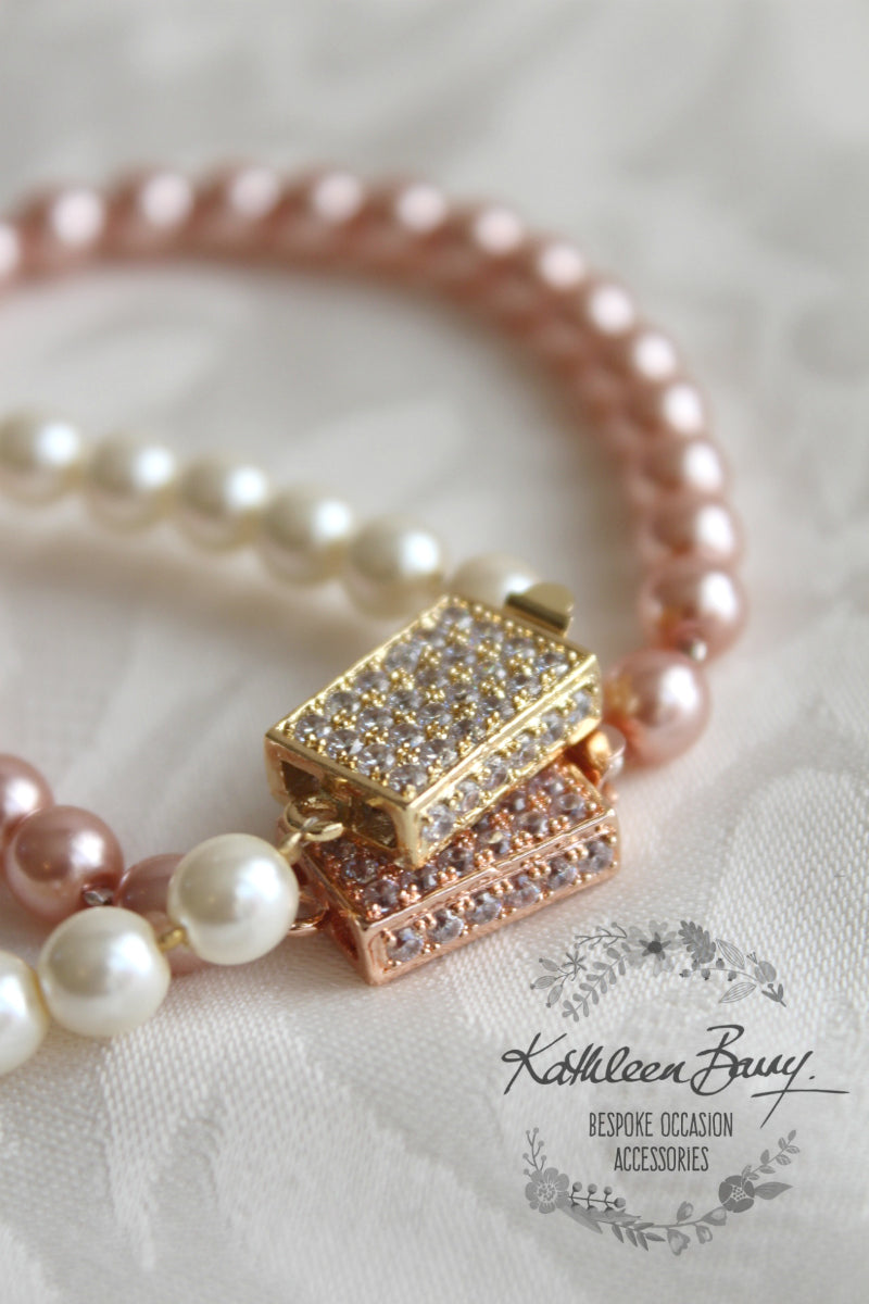 Rozelle single strand pearl bracelet - Available in Rose Gold and gold finish