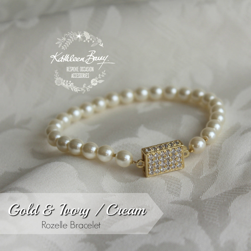 Rozelle single strand pearl bracelet - Available in Gold and Rose gold finish