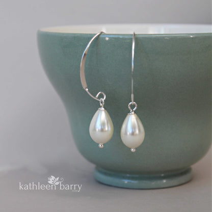 Rozelle Pearl Drop Earrings - Available in Gold, silver & rose gold