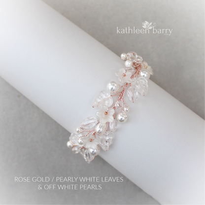 Shelby floral and leaf bracelet - color & metallic options available