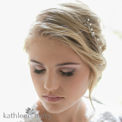 Samantha Crystal Bridal Hair Vine - SILVER, ROSE GOLD OR GOLD (3 PEARL COLORS AVAILABLE)
