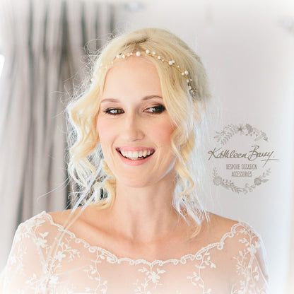 Cherize Bridal Pearl Hair Vine - Bridal wreath - Gold, silver, rose gold options - two pearl size options FROM: