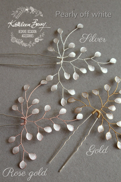 Sarah-Faye Leaf hair pins - Options Rose gold, gold, silver - sold individually
