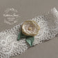 Sasha Garter Flower detail in Cream and Green - Color options available