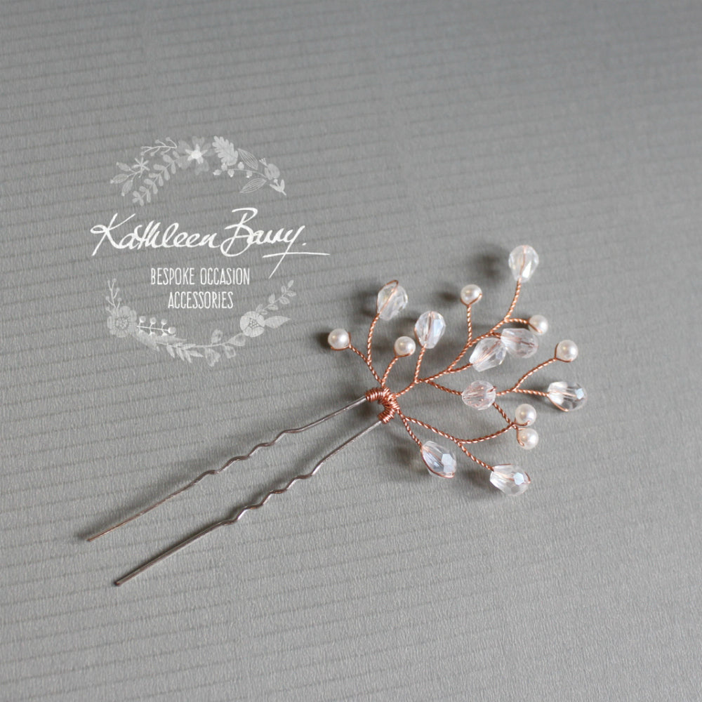 Shannon Crystal Pearl Pin - Sold Individually - Rose gold, gold or silver - 7 pearl colors available