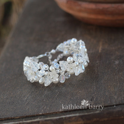 Shelby floral and leaf bracelet - color & metallic options available