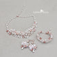Shelby floral necklace - Flowers, leaves, crystals and pearls in rose gold, gold or silver finish
