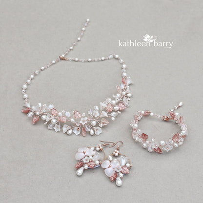 Shelby floral and leaf bracelet - color & metallic options available