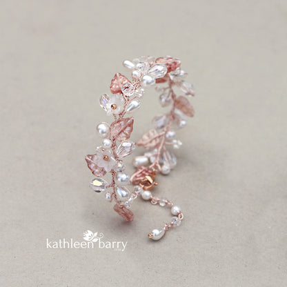 Shelby floral and leaf bracelet - color & metallic options available