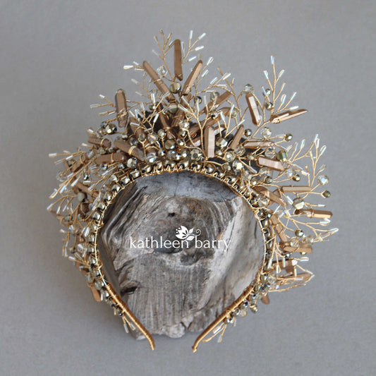 Gold Sonja quartz crystal crown - Custom color options available