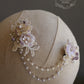 Cindy - Two part crystal and pearl lace hairpiece with linked detail