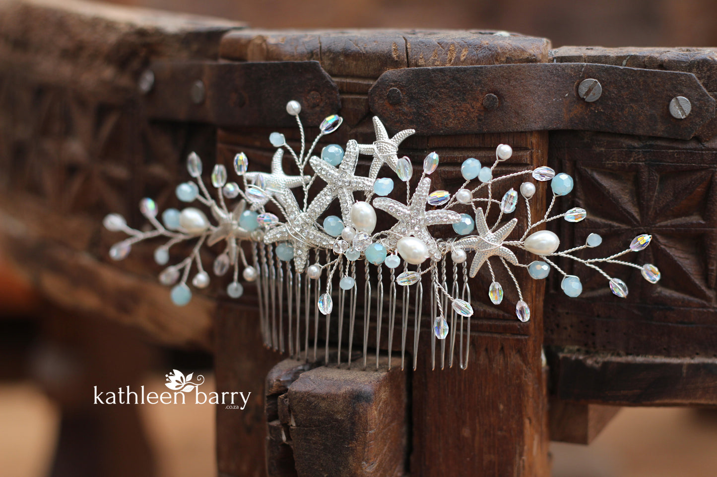 Starfish Crystal, Pearl & Rhinestone Comb - Color and finish options available