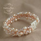 Tamyn Bracelet Rose gold- pearls and crystals - Bridal wedding jewellery - Cuff