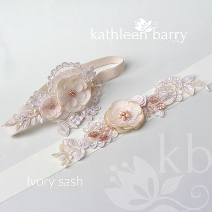 Tamzin Wedding Dress Sash Bridal belt in Blush pink colors available