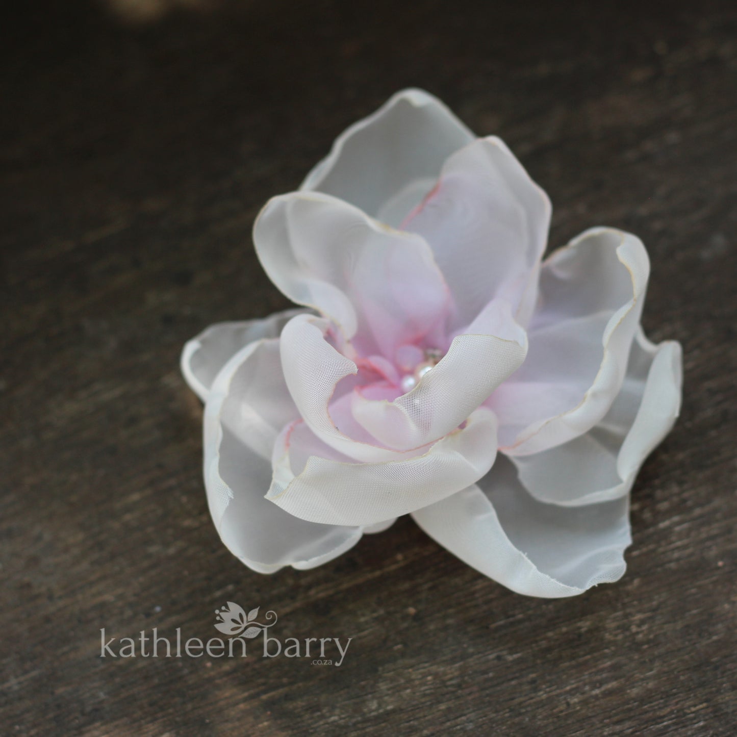 Flower clip - Hand painted Ombré fabric flower with pearl & rhinestone detail - colors to order