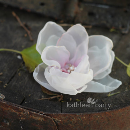Flower clip - Hand painted Ombré fabric flower with pearl & rhinestone detail - colors to order
