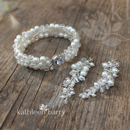 Tana Bracelet Rose gold- pearls and crystals - colors to order