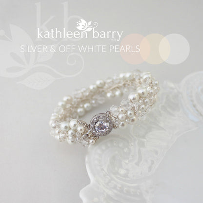 Tana Bracelet Rose gold- pearls and crystals - colors to order