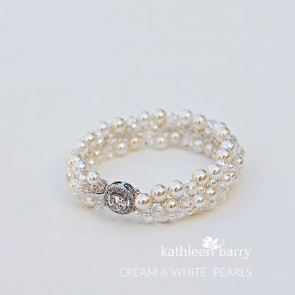 Tana Bracelet Rose gold- pearls and crystals - colors to order