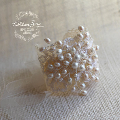 Tanya Lace & Pearl Cuff Bracelet Pearls Wedding accessories, bracelet pearl lace