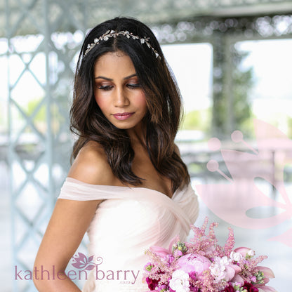 Tarryn Rhinestone Pearl Headband - Silver, Gold or Rose Gold Options