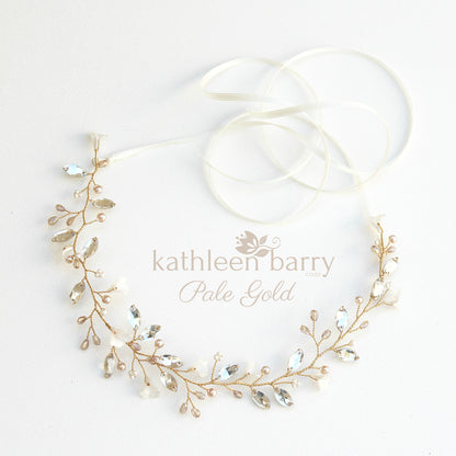 Tarryn Rhinestone Pearl Headband - Silver, Gold or Rose Gold Options