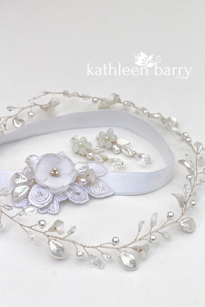 Taryn heirloom garter - white garter - color options available