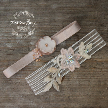 Shelby Taupe / nude / rose gold garter - color options available