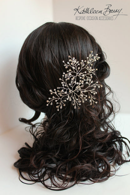 Tessa Bridal Hairpiece  - Crystal, diamante & Pearl, wedding hair accessory, bridal hair clip - pin silver or gold