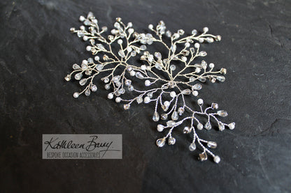Tessa Bridal Hairpiece  - Crystal, diamante & Pearl, wedding hair accessory, bridal hair clip - pin silver or gold
