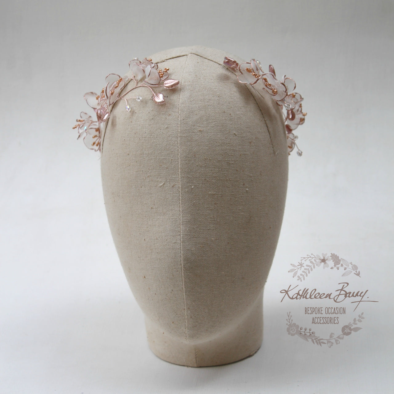 Vikki Laurel style flower wreath- Ivory and rose gold (custom options available)