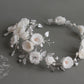 Wendy Silver off white flower wedding headband bridal floral wreath crown