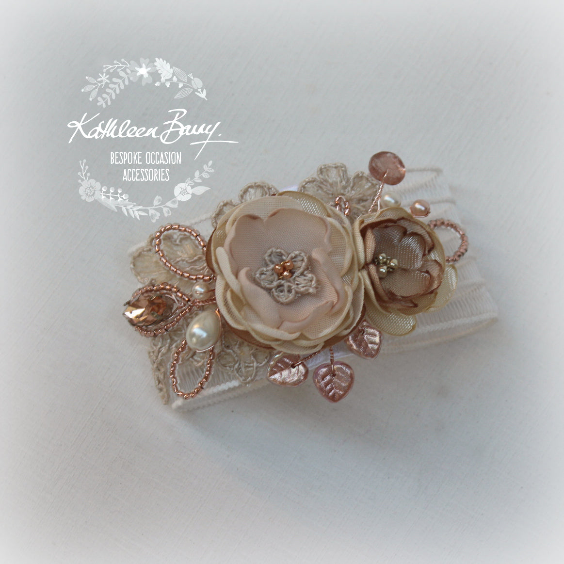 Jeanine wrist corsage cuff bracelet - Rose gold, gold or silver finish (colors on request)