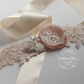 Emma Wedding dress sash belt with Ivory, cream and navy blue detail (color options available)