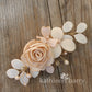 Audrey hairpiece - sculpted fabric flowers - Assorted colors, Rose gold, pale gold or silver