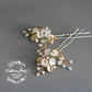 Nadine Floral leaf hair pin crystal & pearl - Rose gold, gold or silver - sold individually