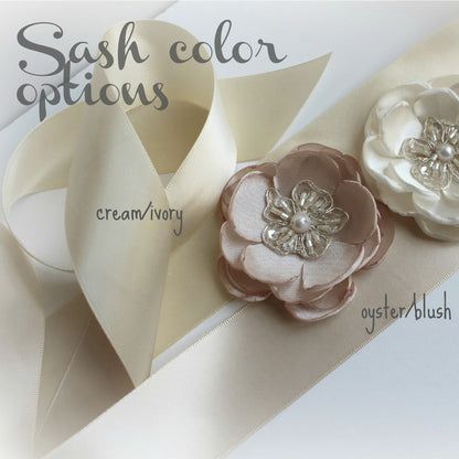 Leah Wedding dress sash belt - floral with lace - Blush pink and dusty pink - bridal accessories