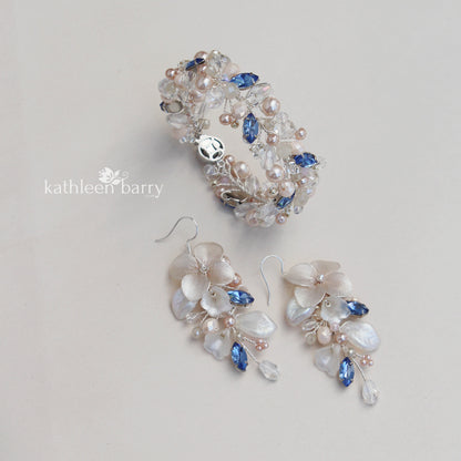 Cecile floral statement earrings - Floral, rhinestone and crystal & pearl- assorted colors available