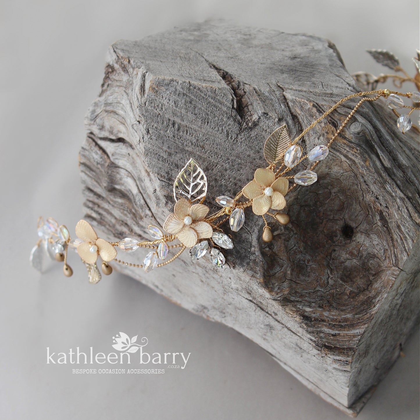 Annie Gold crown circlet - leaf gold floral detail - wedding hair accessories - hairpiece bridal