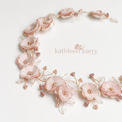 Ariana Rose gold handmade flower wreath blush pink - color options available
