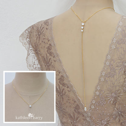 wedding dress open back chain necklace & drop