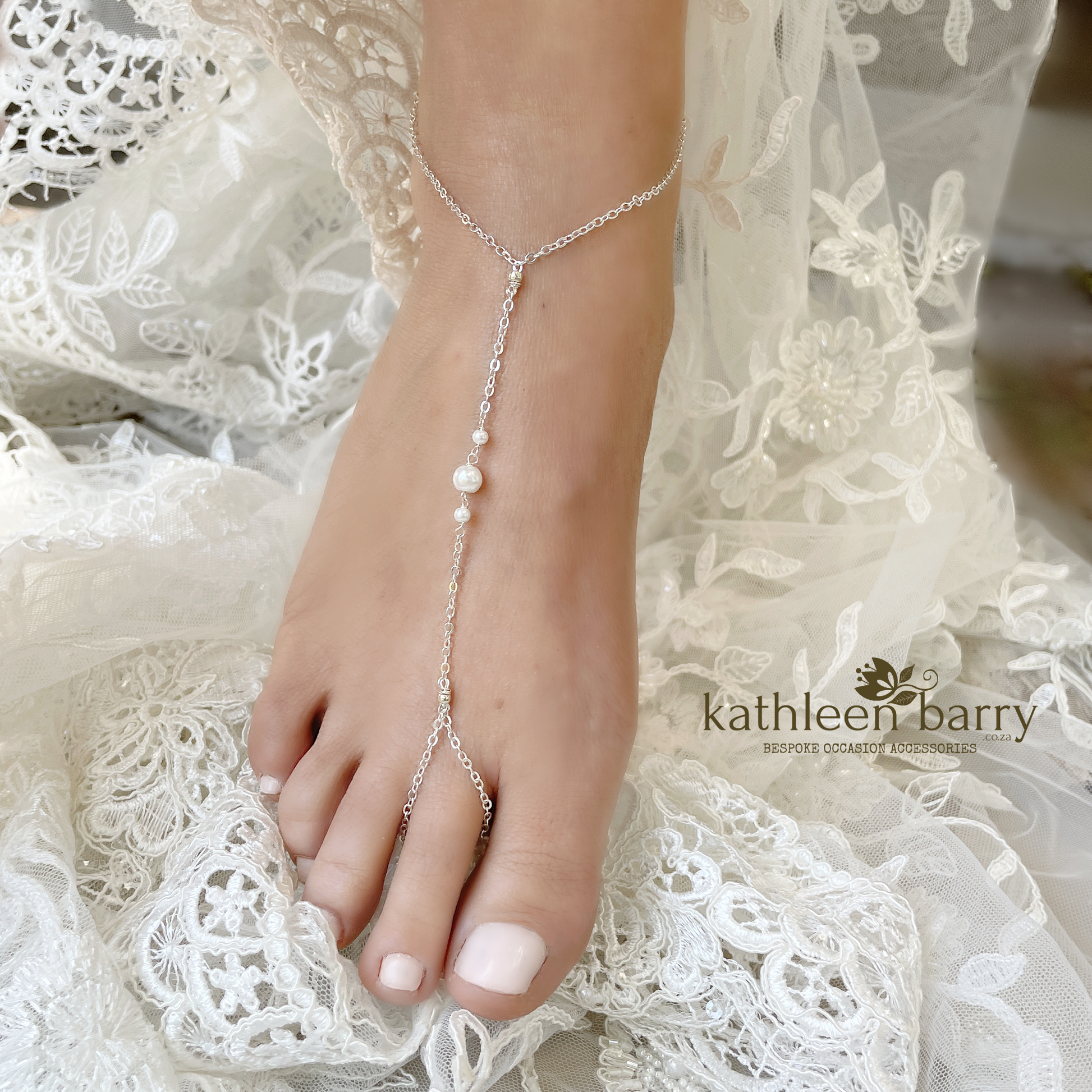 Marethe Simple Barefoot Jewellery Sandals for Brides and bridal part Kathleen Barry Bespoke Occasion Accessories