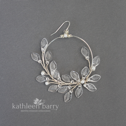 Statement Glass Leaf hoop earrings - Assorted finishes and leaf colors