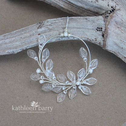 Statement Glass Leaf hoop earrings - Assorted finishes and leaf colors