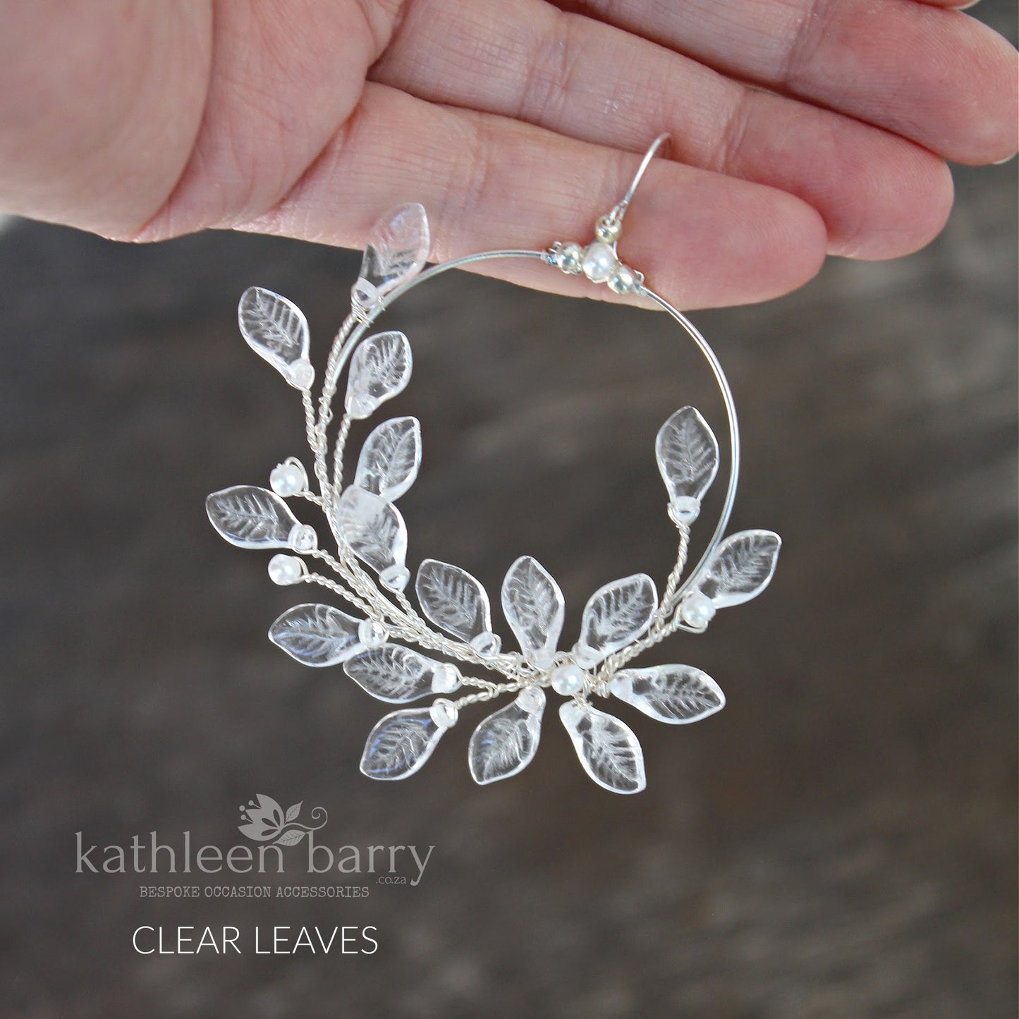 Statement Glass Leaf hoop earrings - Assorted finishes and leaf colors
