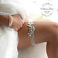 Lauren three strand bracelet - crystal and pearl, flower clasp - 7 pearl colors available
