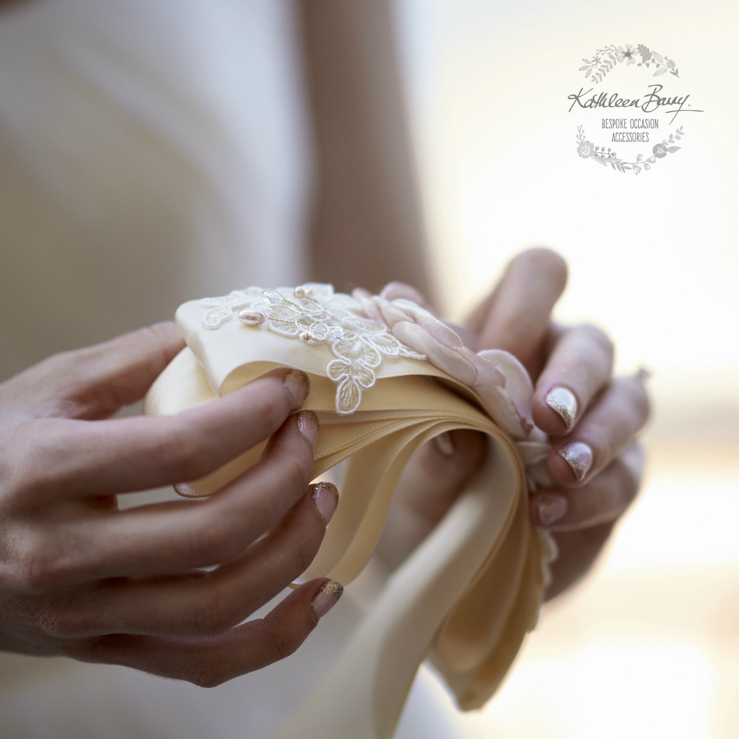 Emma Wedding dress sash belt - floral with lace - Blush pink ivory cream